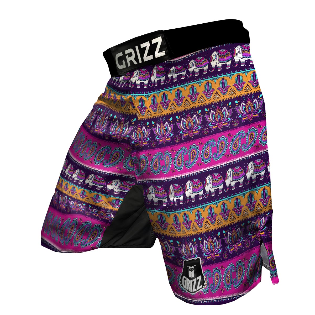 Paisleys Elephant Pattern Print MMA Shorts-grizzshop