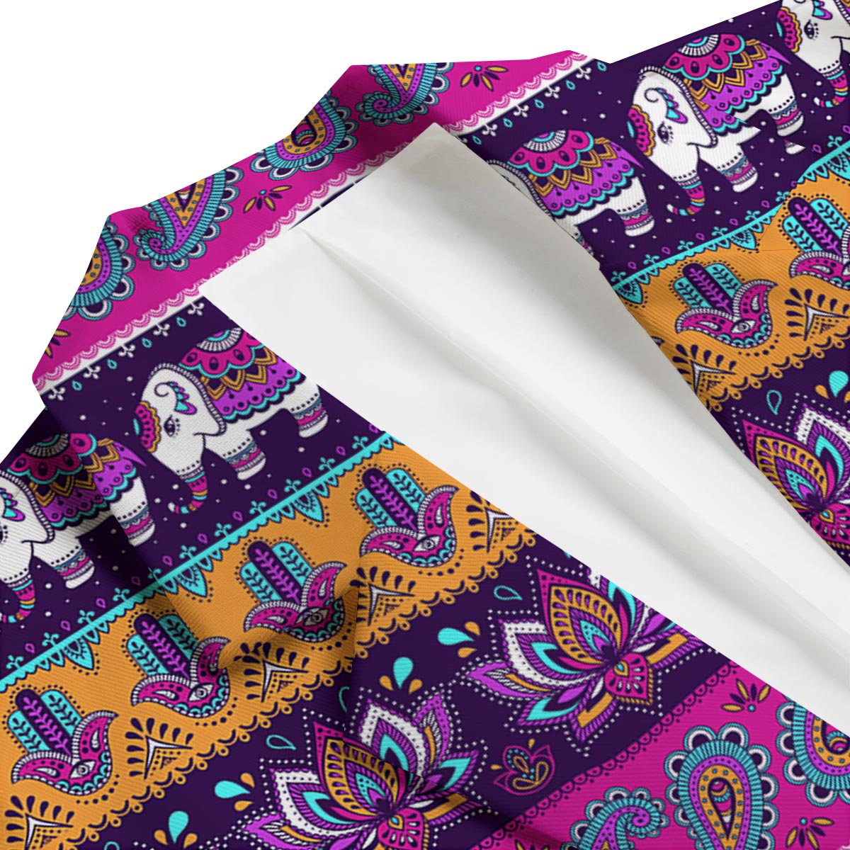 Paisleys Elephant Pattern Print Men's Blazer-grizzshop