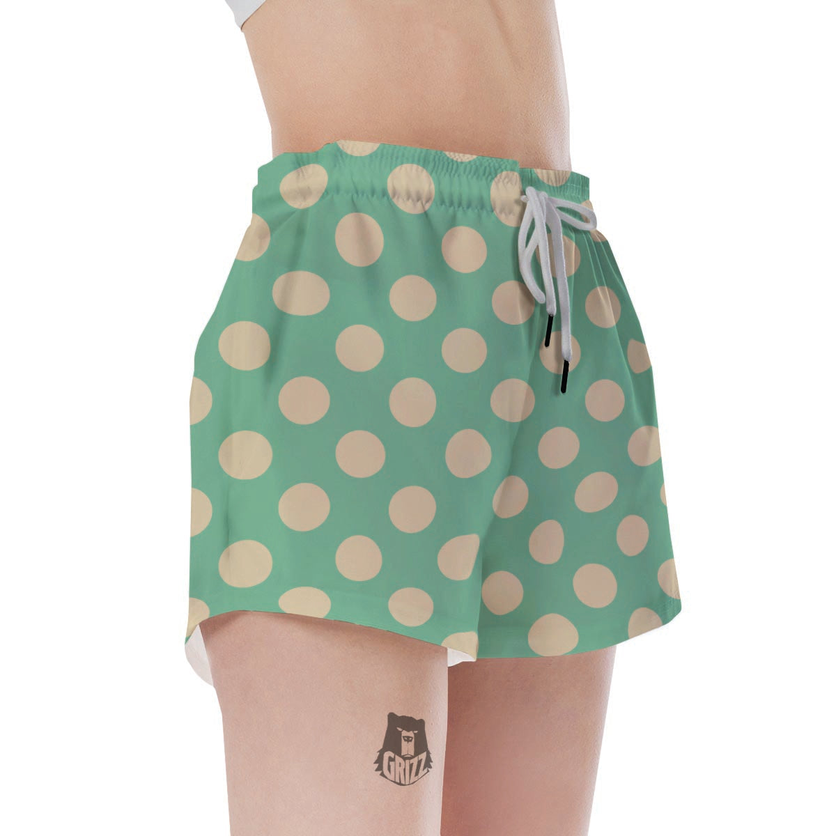 Pale Green Polka Dot Women's Shorts-grizzshop