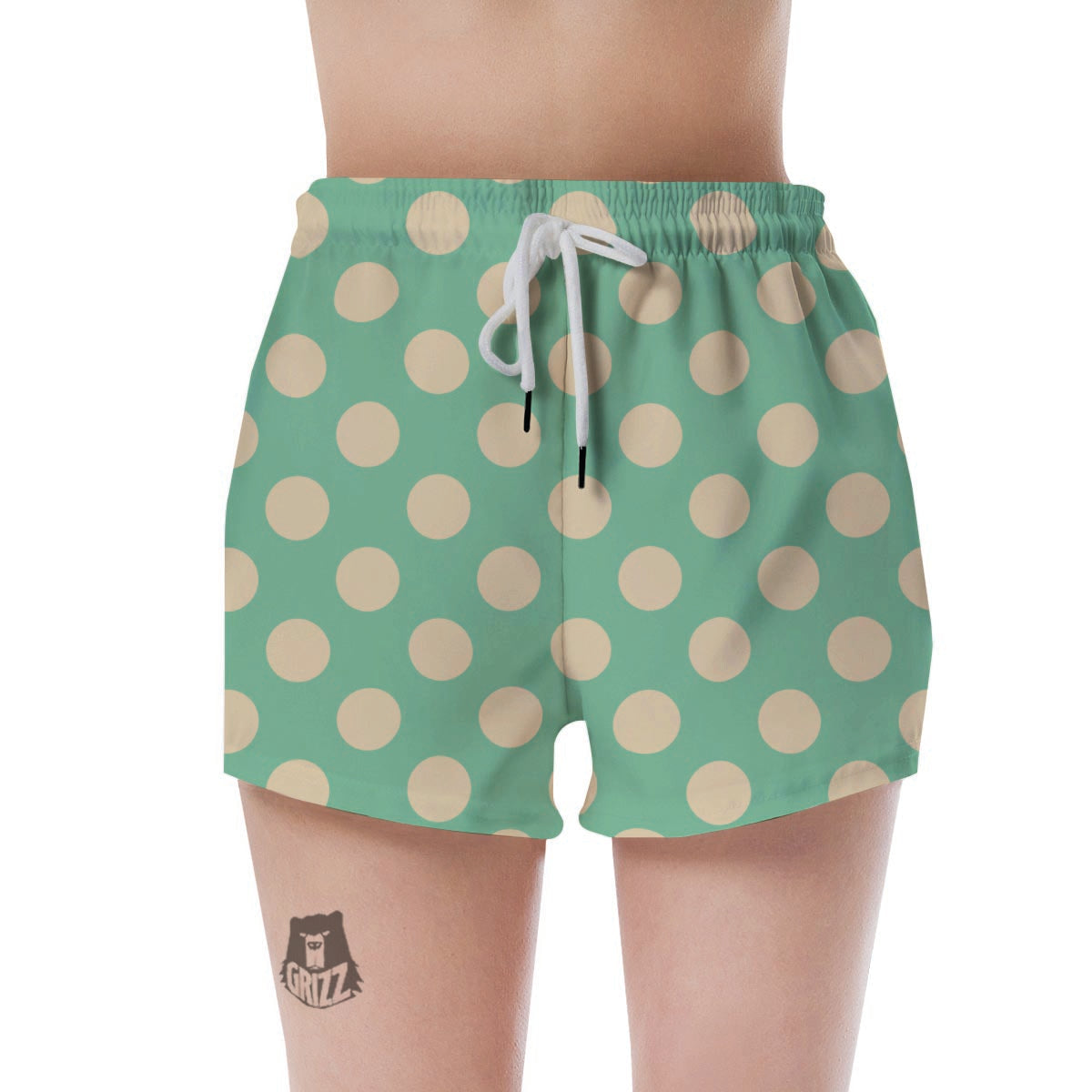 Pale Green Polka Dot Women's Shorts-grizzshop
