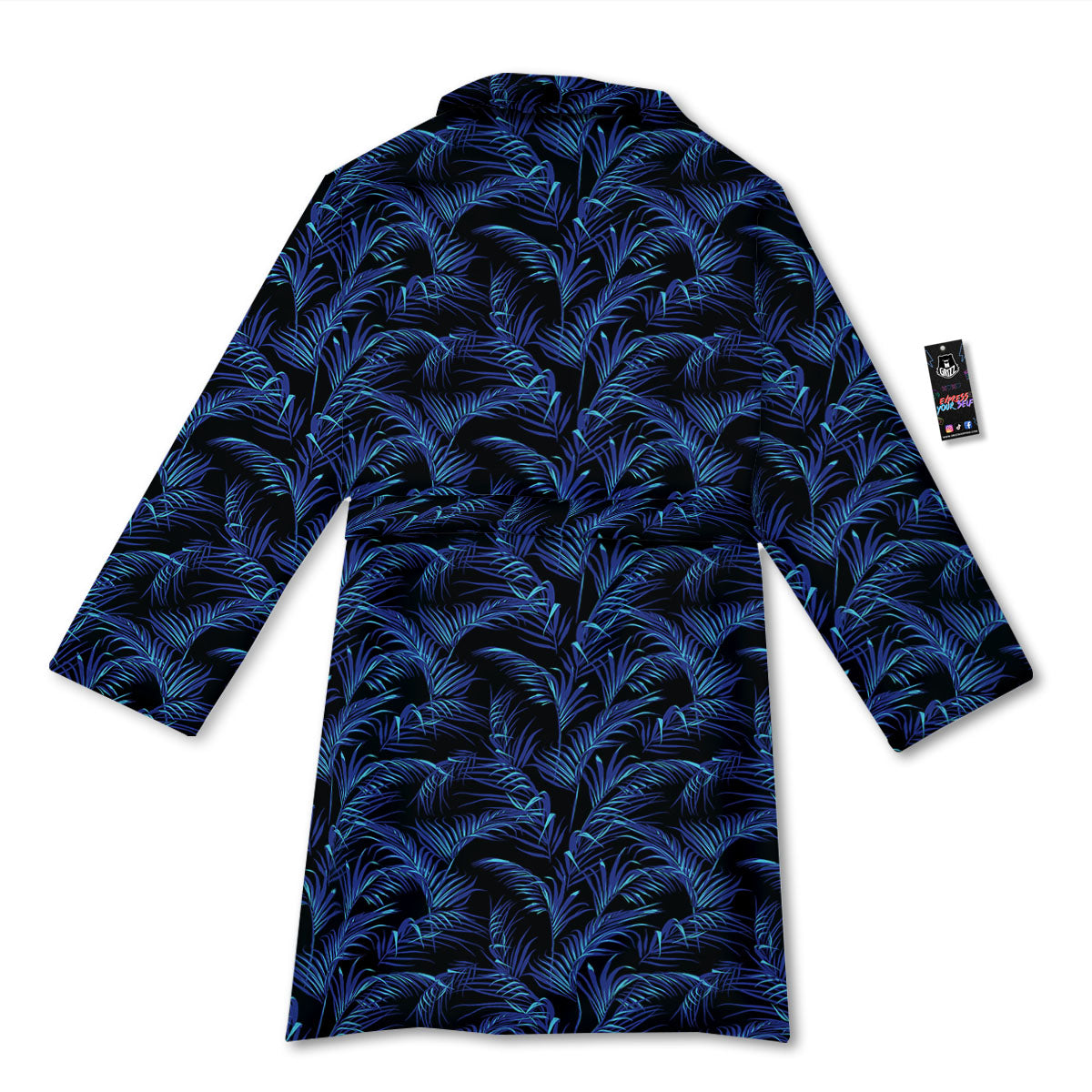 Palm Leaf Dark Tropical Print Pattern Bathrobe-grizzshop