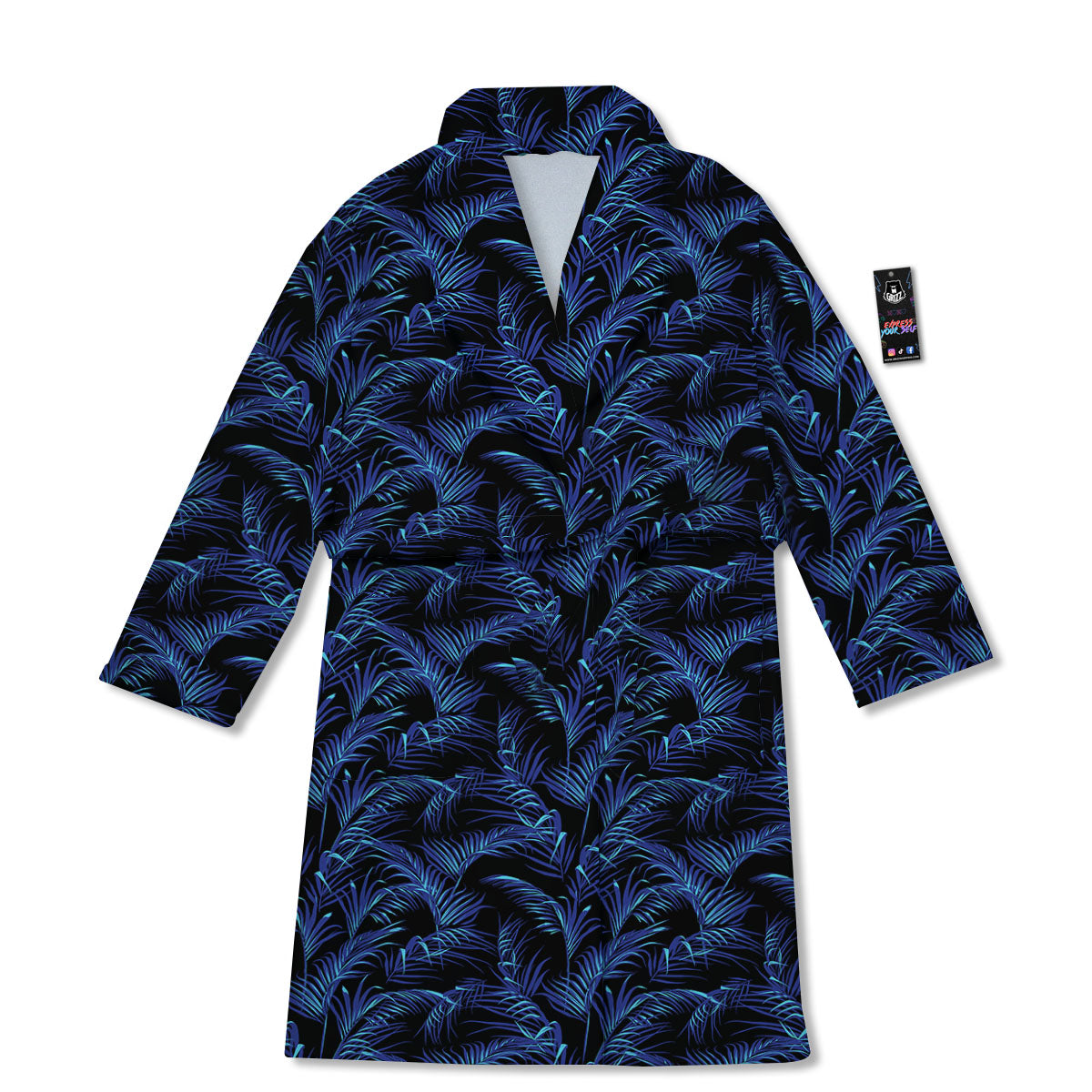 Palm Leaf Dark Tropical Print Pattern Bathrobe-grizzshop