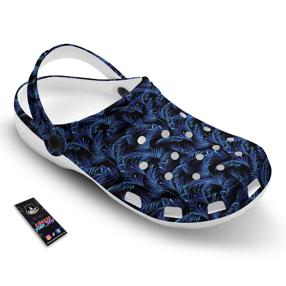 Palm Leaf Dark Tropical Print Pattern Clog-grizzshop