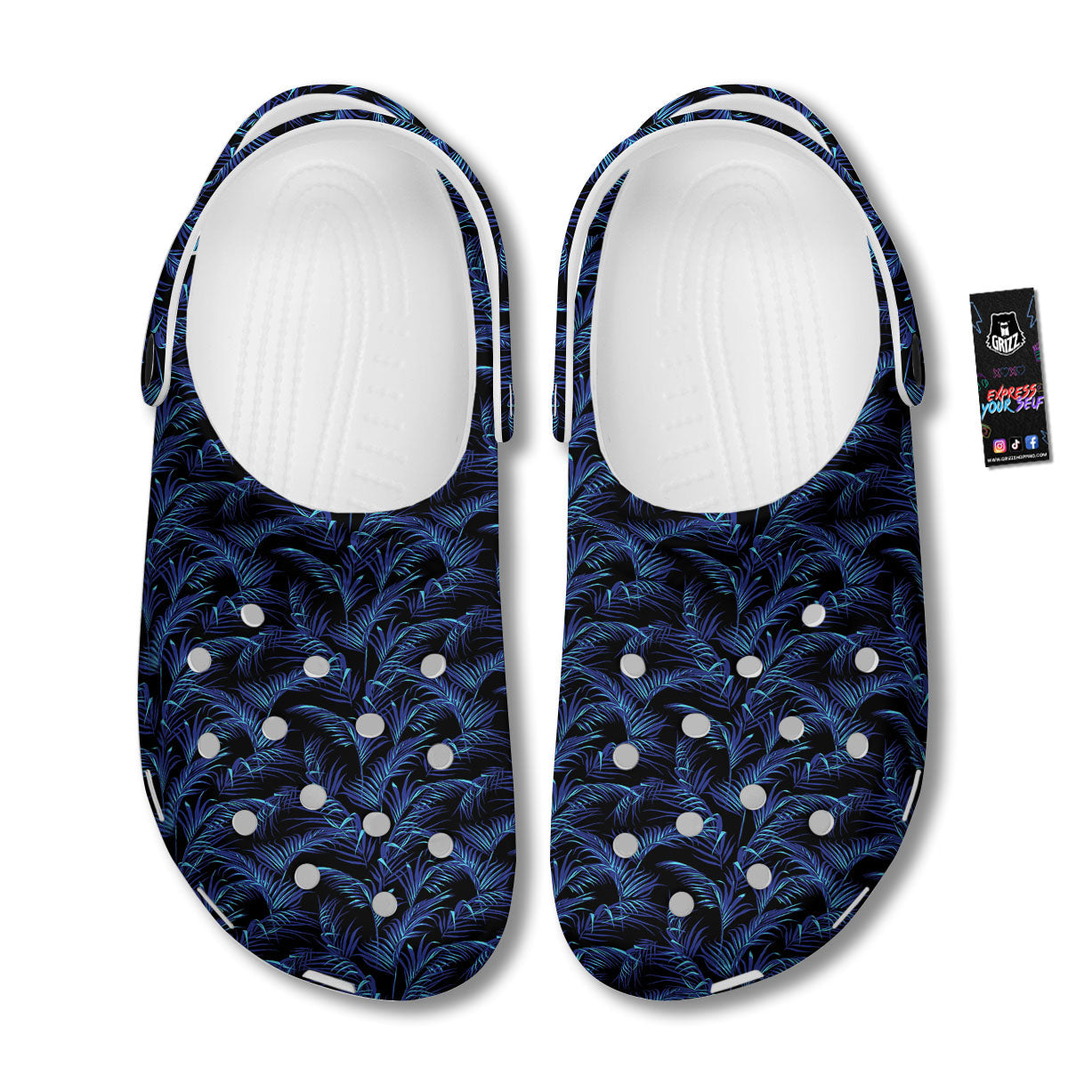 Palm Leaf Dark Tropical Print Pattern Clog-grizzshop