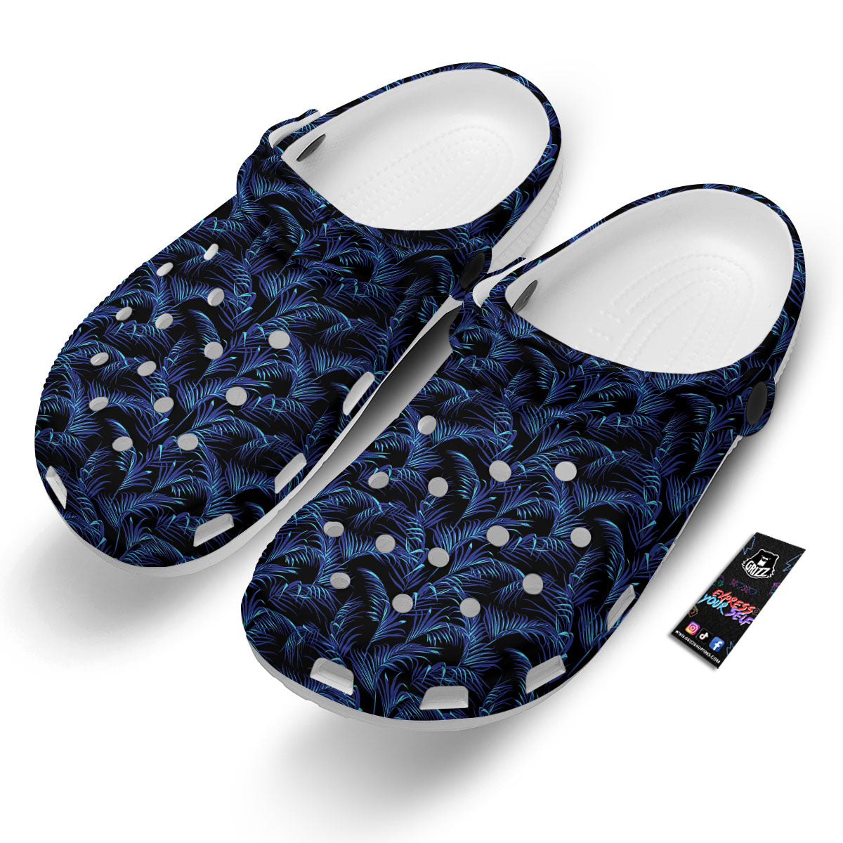 Palm Leaf Dark Tropical Print Pattern Clog-grizzshop