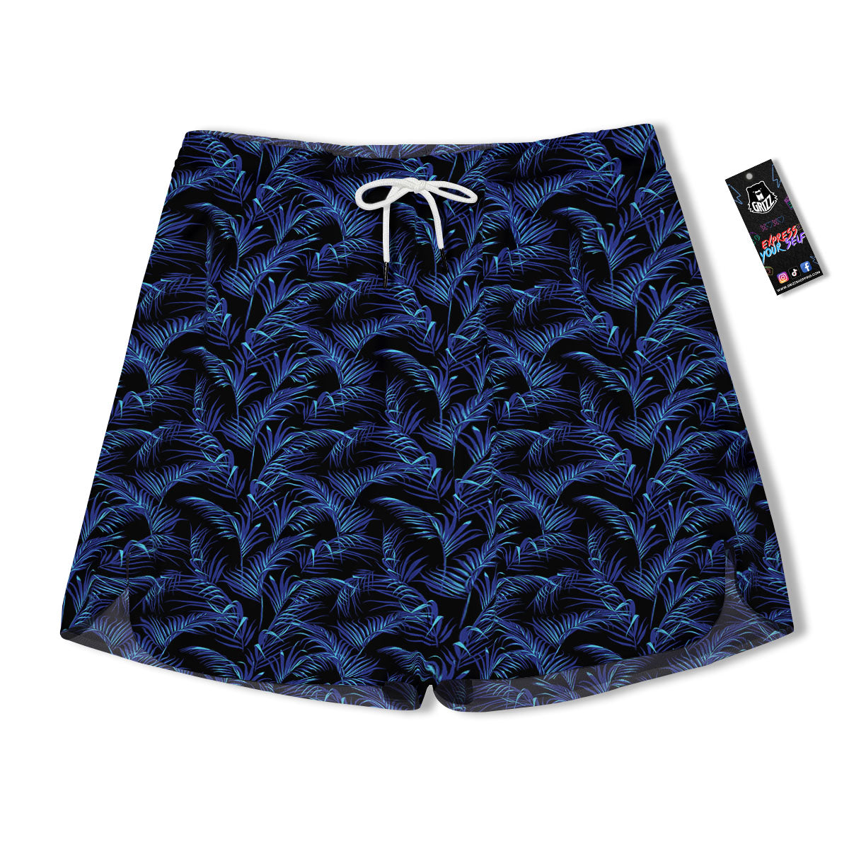 Palm Leaf Dark Tropical Print Pattern Men's Running Shorts-grizzshop