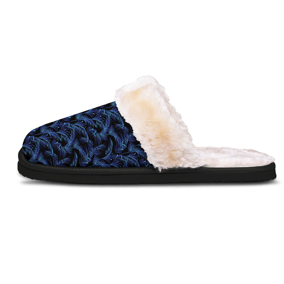 Palm Leaf Dark Tropical Print Pattern Slippers-grizzshop