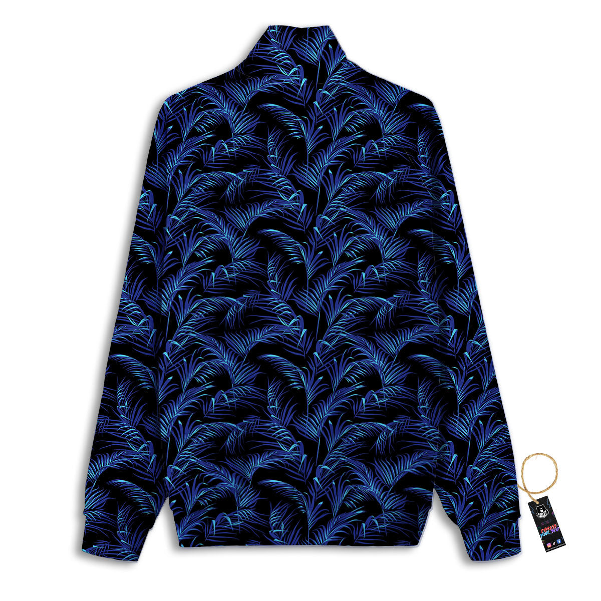 Palm Leaf Dark Tropical Print Pattern Track Jacket-grizzshop