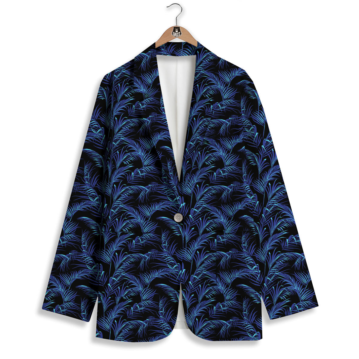 Palm Leaf Dark Tropical Print Pattern Women's Blazer-grizzshop