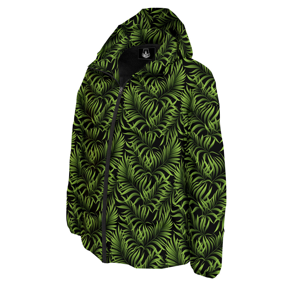 Palm Leaf Green Tropical Print Pattern Down Jacket-grizzshop