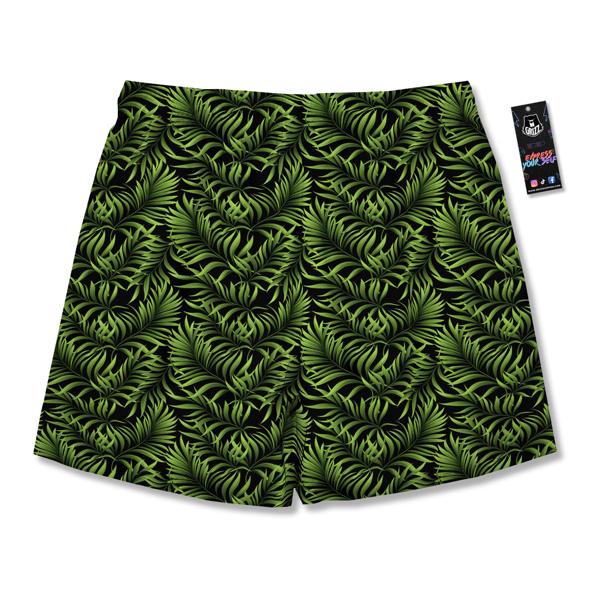 Palm Leaf Green Tropical Print Pattern Men's Running Shorts-grizzshop