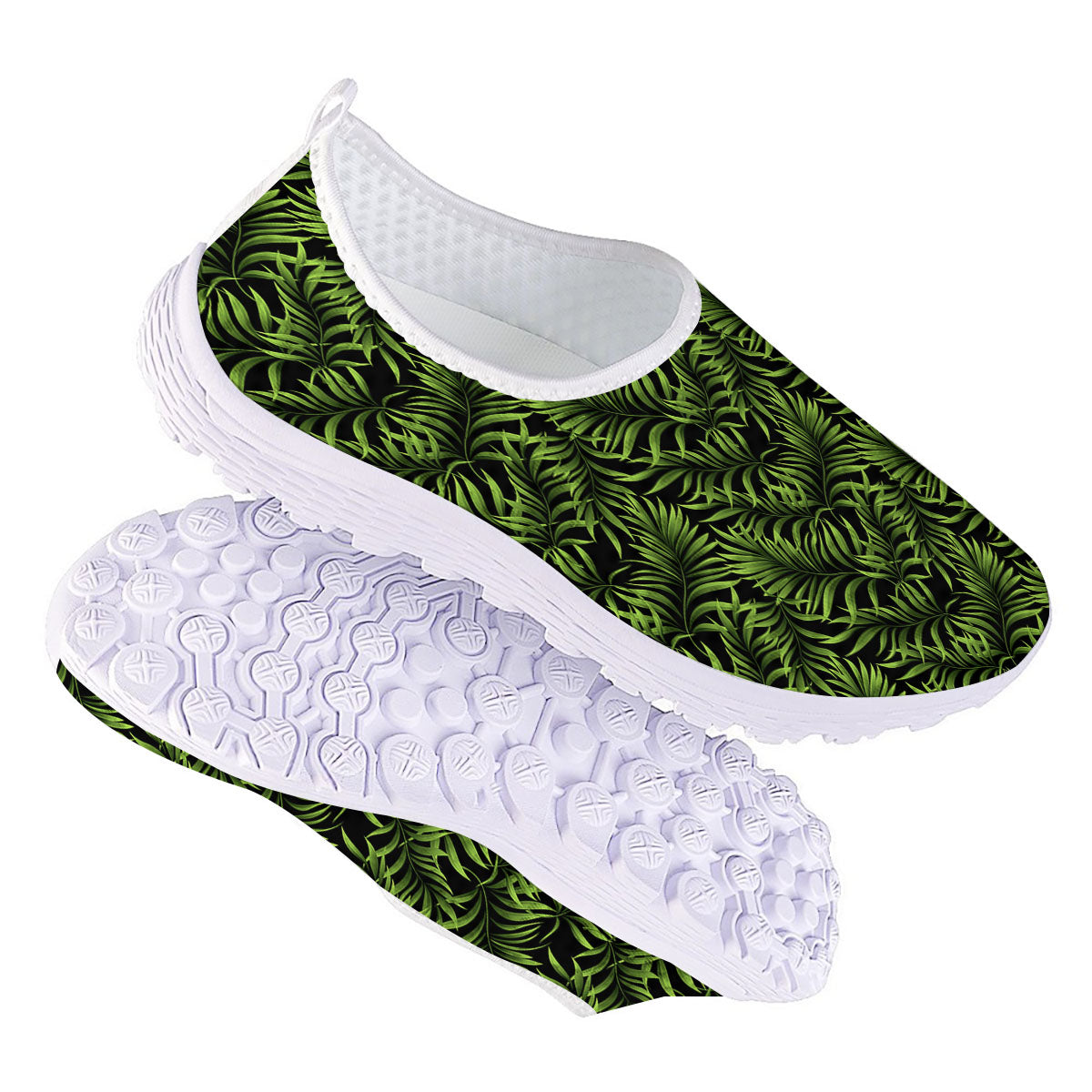 Palm Leaf Green Tropical Print Pattern Nurse Shoes-grizzshop
