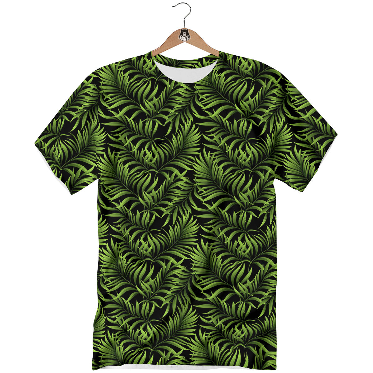 Palm Leaf Green Tropical Print Pattern T-Shirt-grizzshop