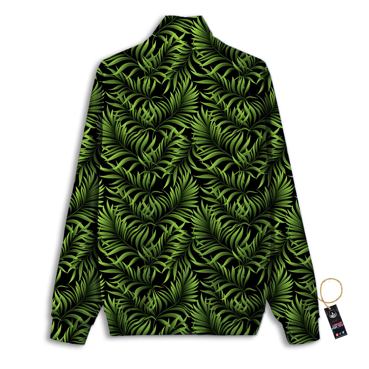 Palm Leaf Green Tropical Print Pattern Track Jacket-grizzshop