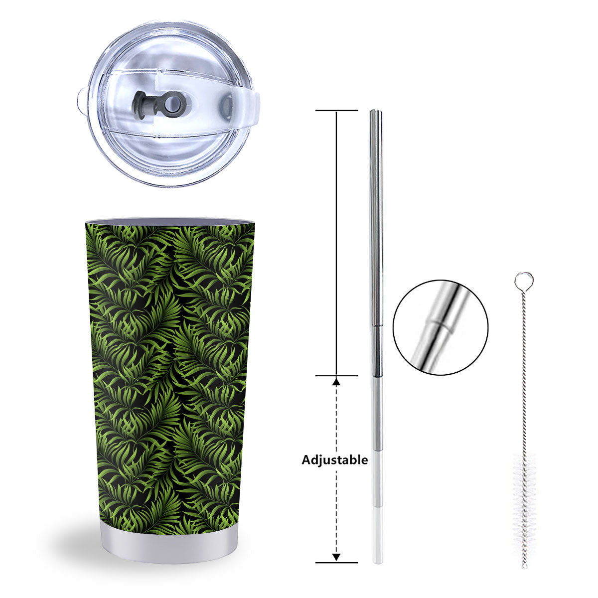 Palm Leaf Green Tropical Print Pattern Tumbler-grizzshop