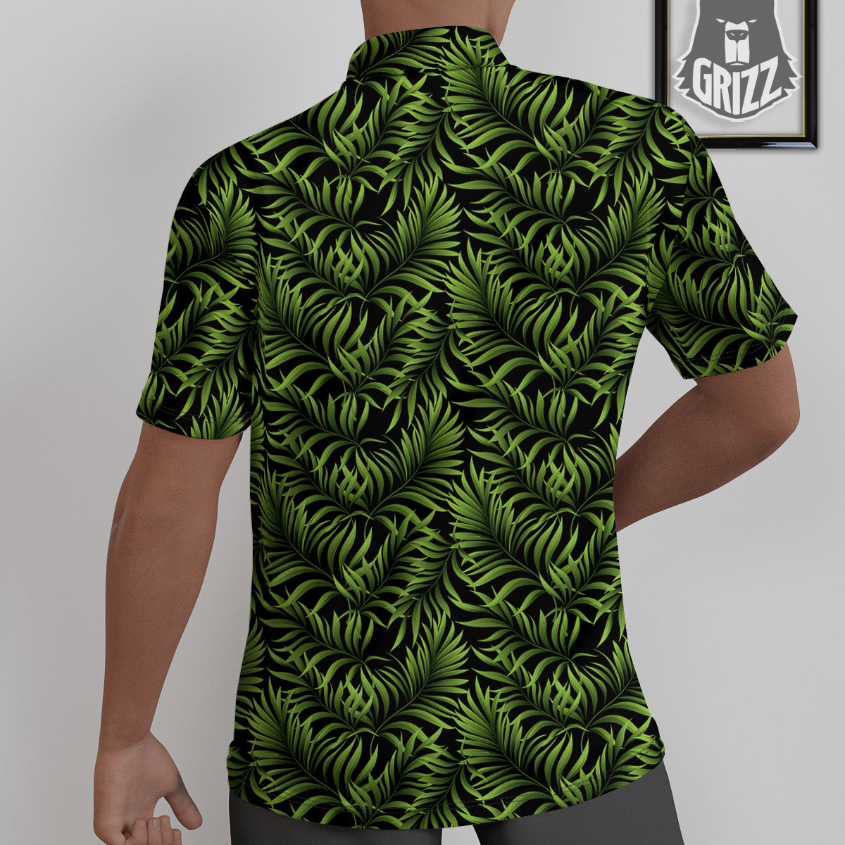 Palm Leaf Green Tropical Print Pattern Untucked Shirts-grizzshop