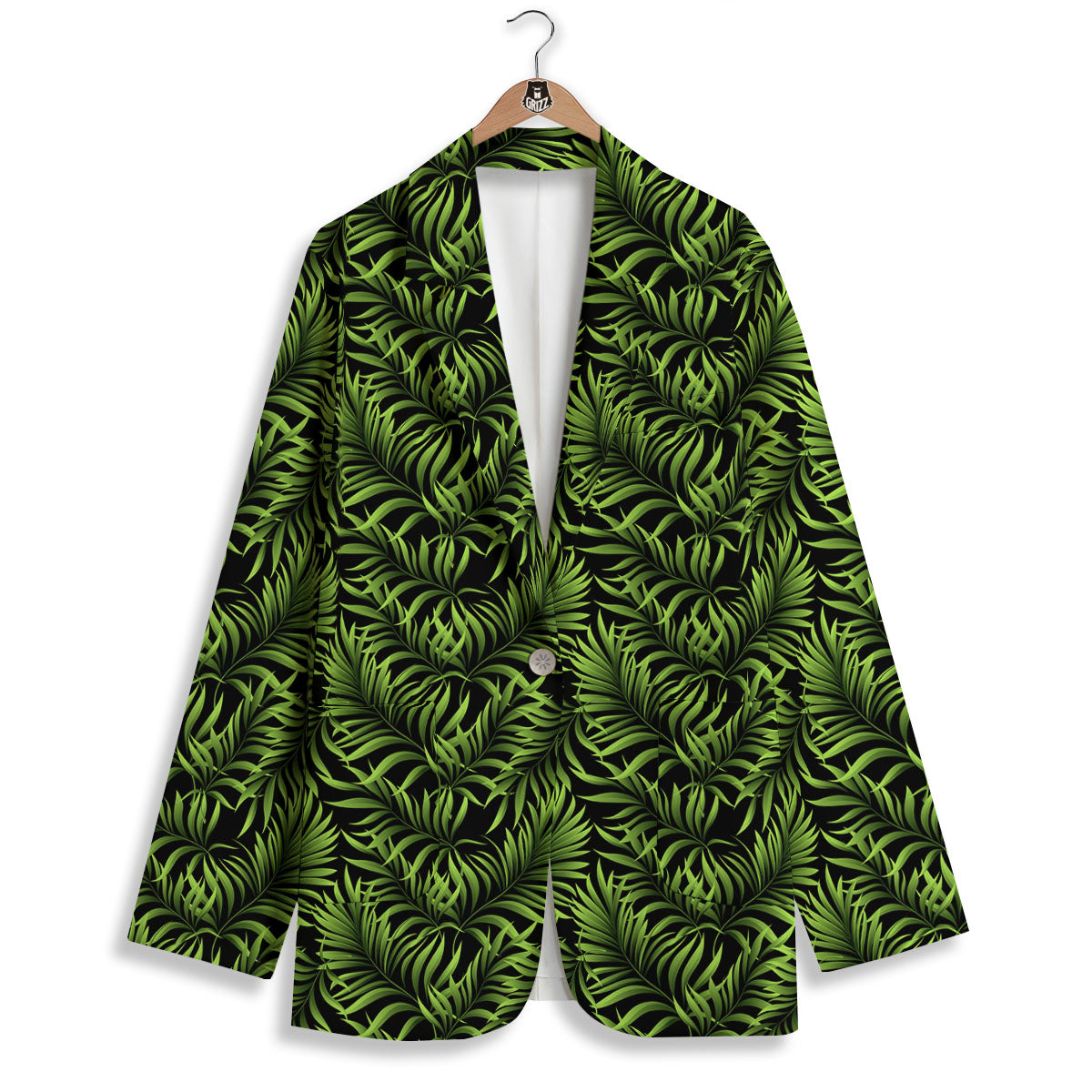 Palm Leaf Green Tropical Print Pattern Women's Blazer-grizzshop