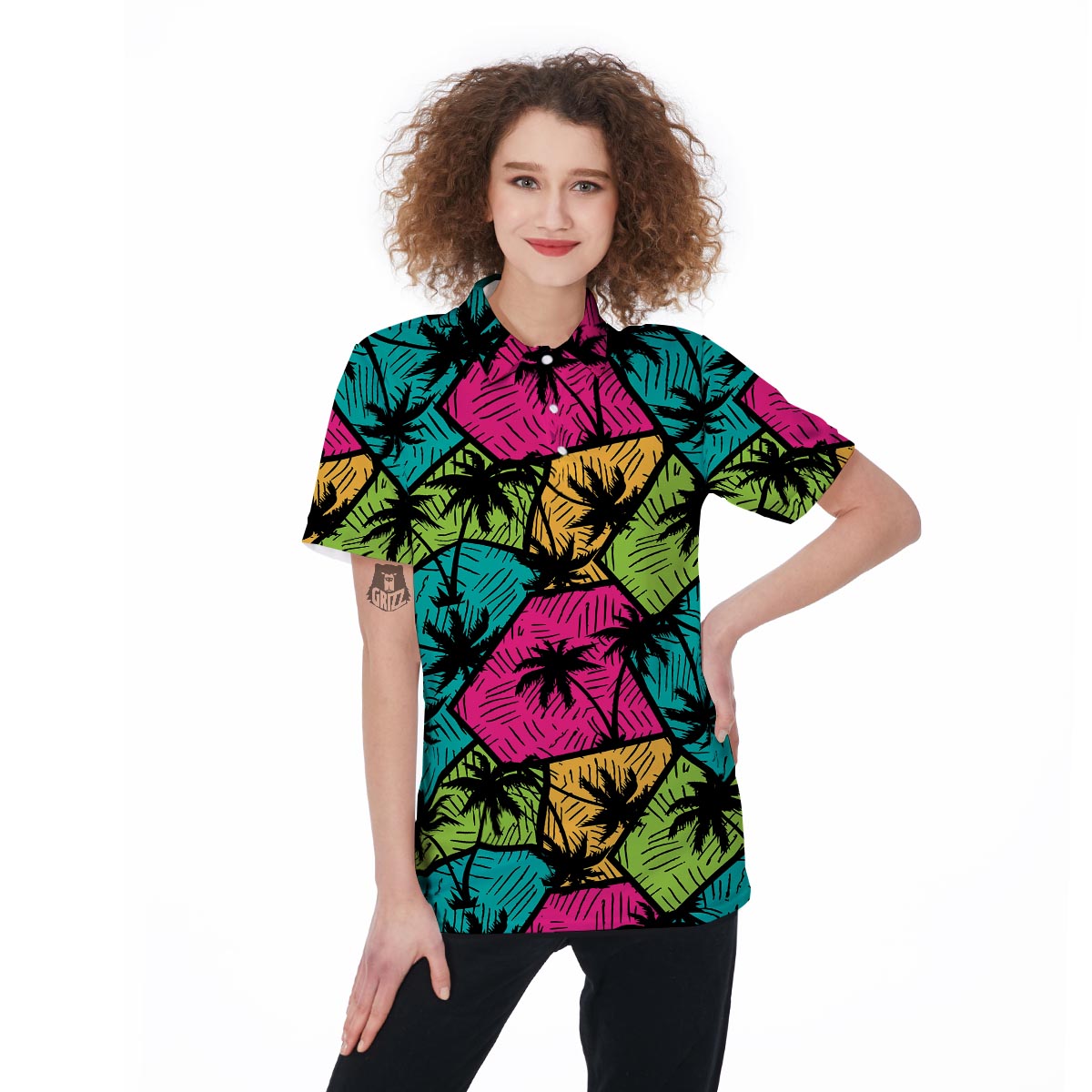 Palm Leaf Hawaiian Print Pattern Men's Golf Shirts main image 1