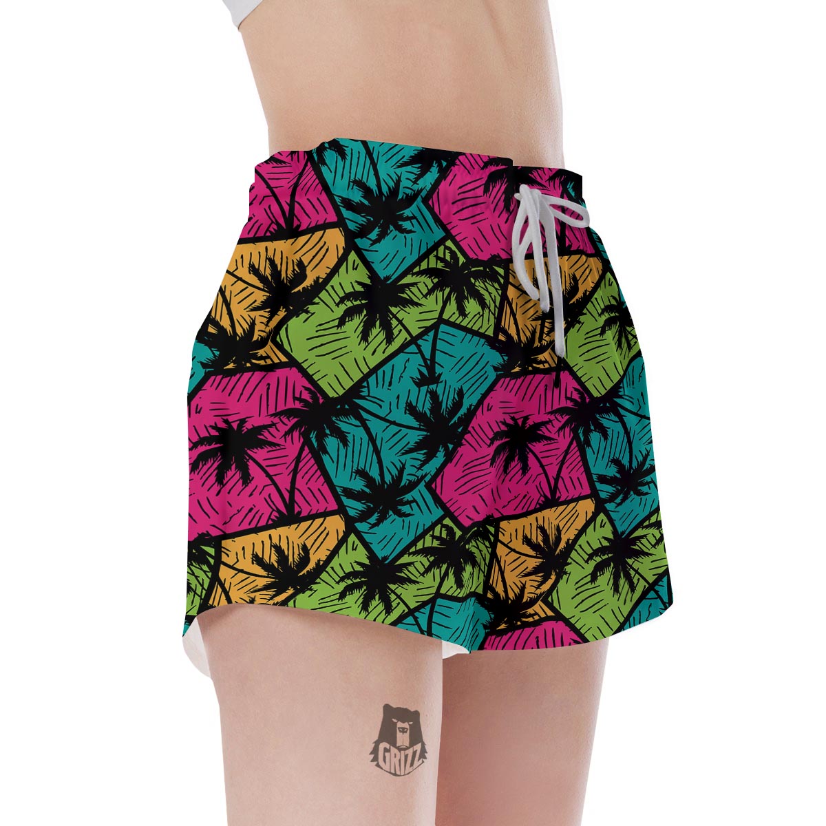 Palm Leaf Hawaiian Print Pattern Women's Shorts-grizzshop