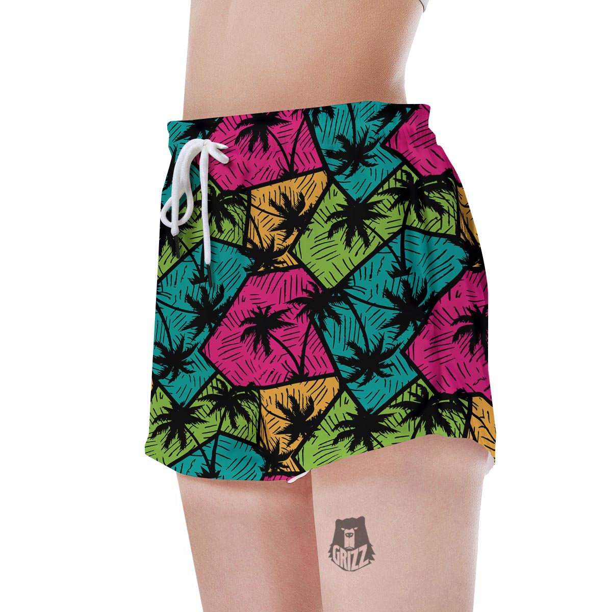 Palm Leaf Hawaiian Print Pattern Women's Shorts-grizzshop