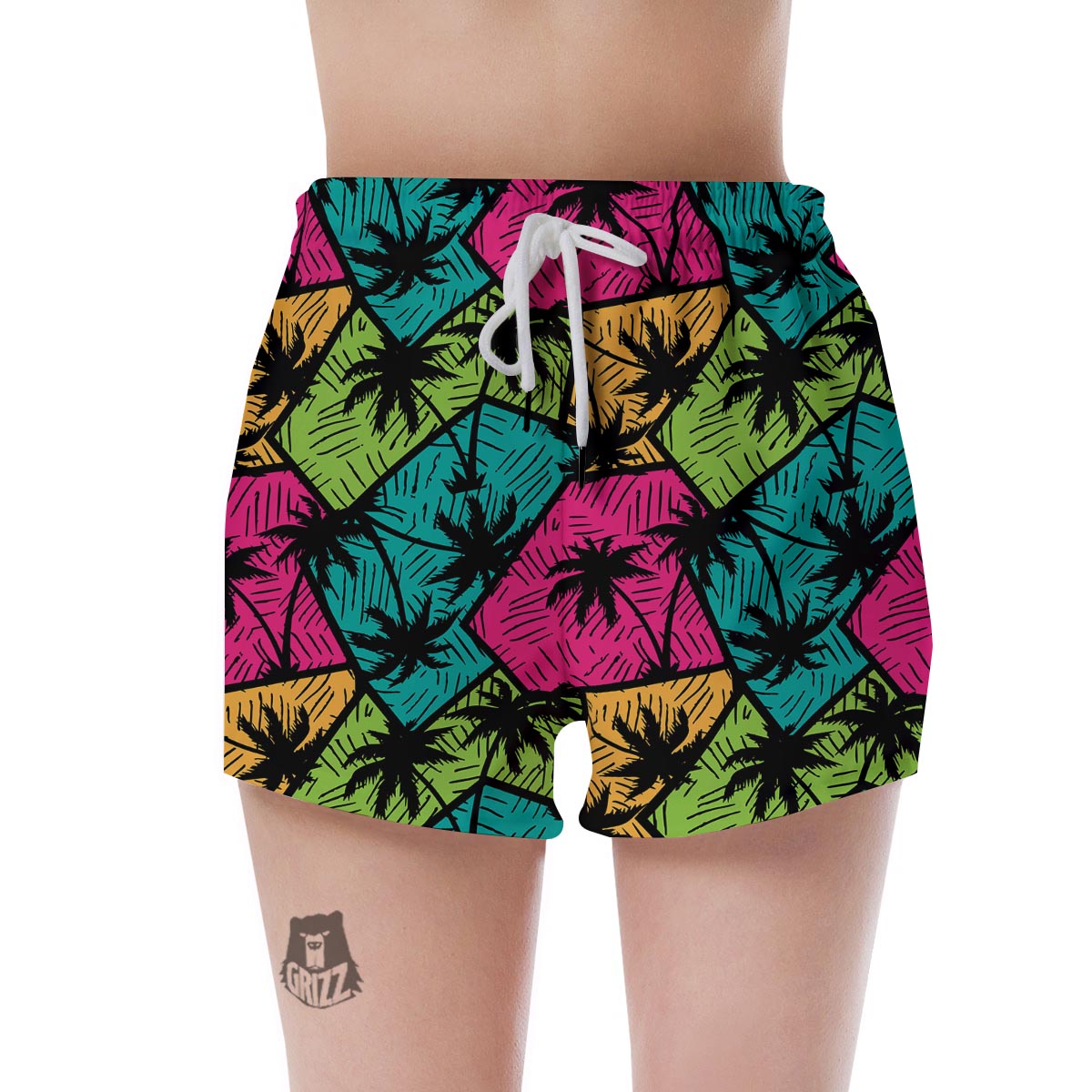 Palm Leaf Hawaiian Print Pattern Women's Shorts-grizzshop