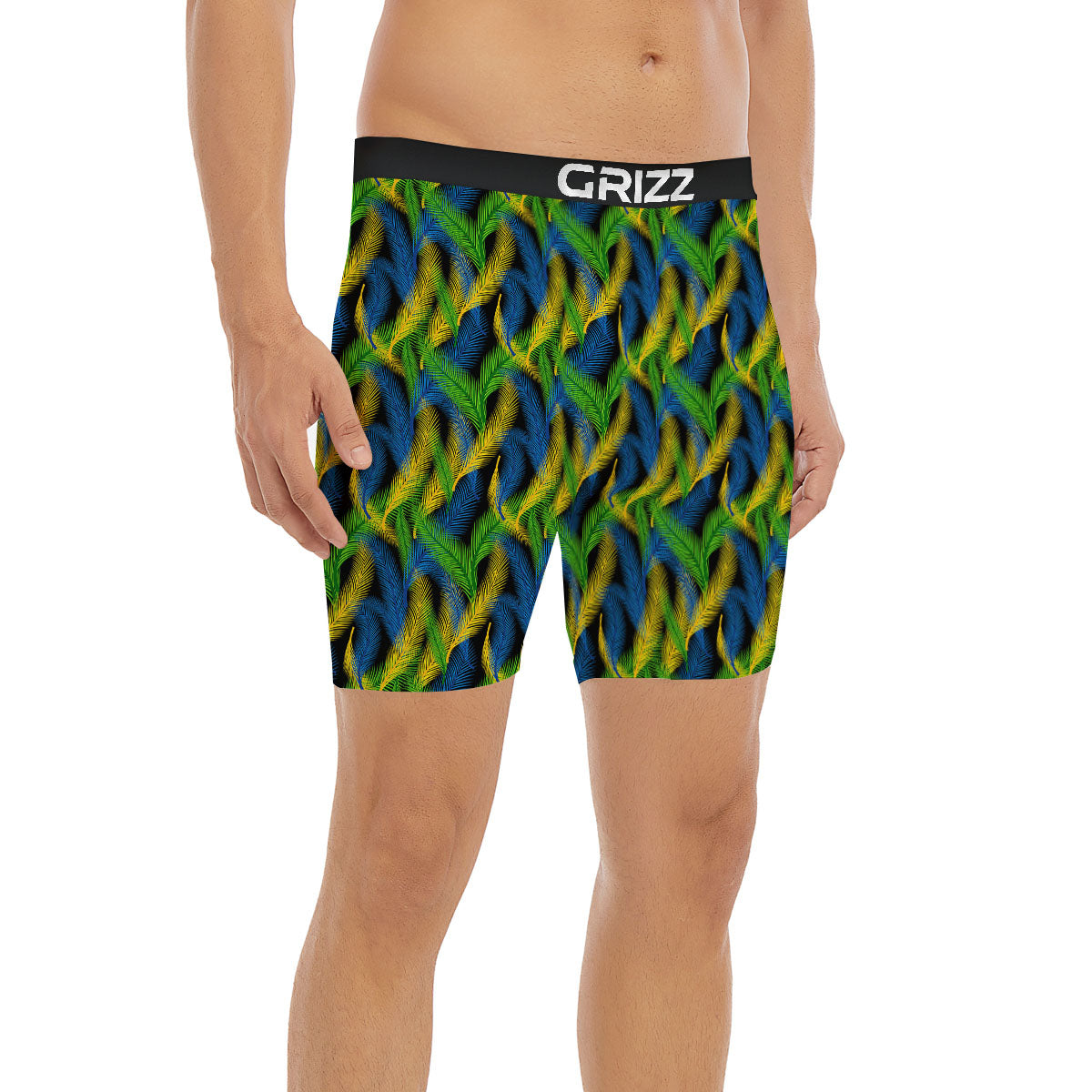 Palm Leaf Mardi Gras Print Pattern Boxer Briefs-grizzshop