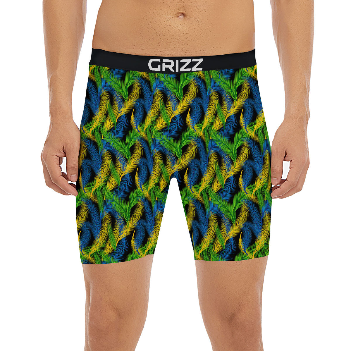 Palm Leaf Mardi Gras Print Pattern Boxer Briefs-grizzshop