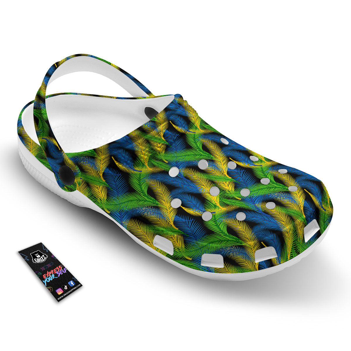 Palm Leaf Mardi Gras Print Pattern Clog-grizzshop