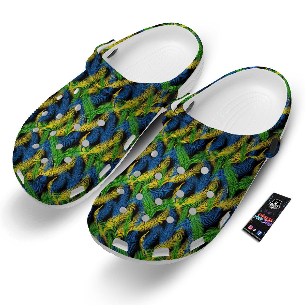 Palm Leaf Mardi Gras Print Pattern Clog-grizzshop