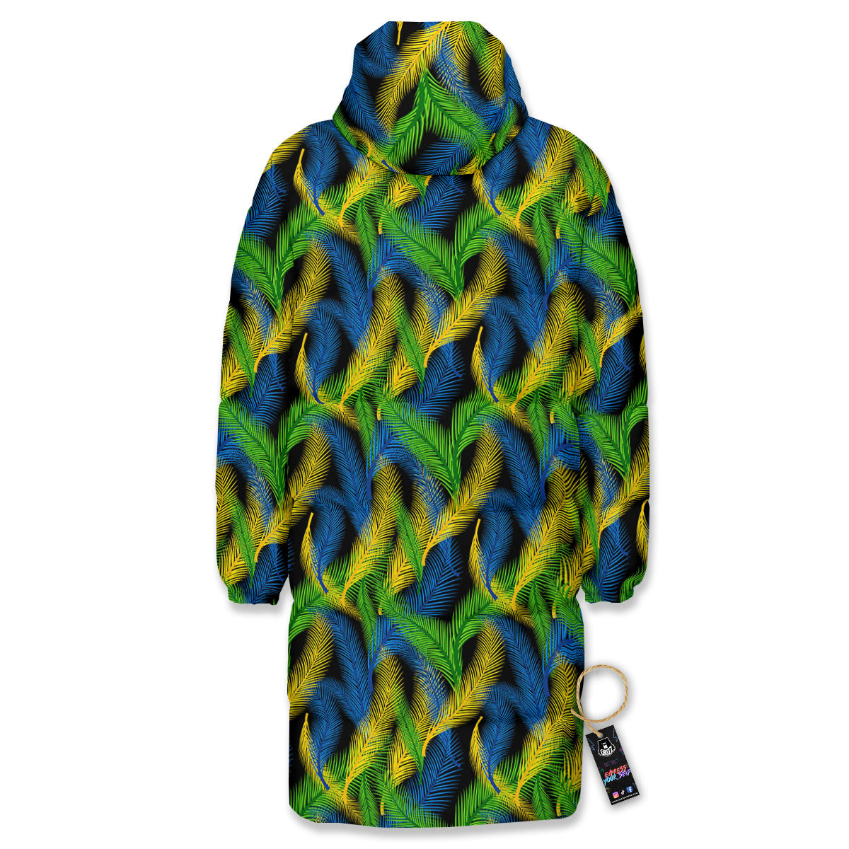 Palm Leaf Mardi Gras Print Pattern Long Down Jacket-grizzshop