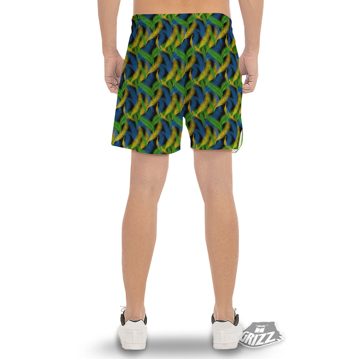 Palm Leaf Mardi Gras Print Pattern Men's Gym Shorts-grizzshop