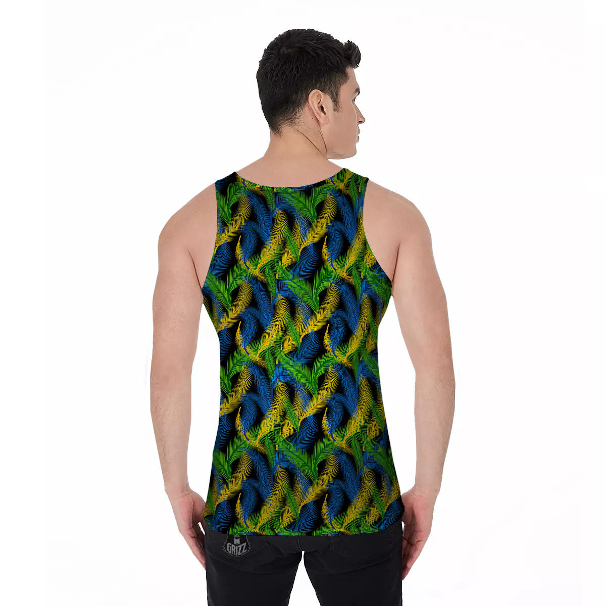 Palm Leaf Mardi Gras Print Pattern Men's Tank Top-grizzshop