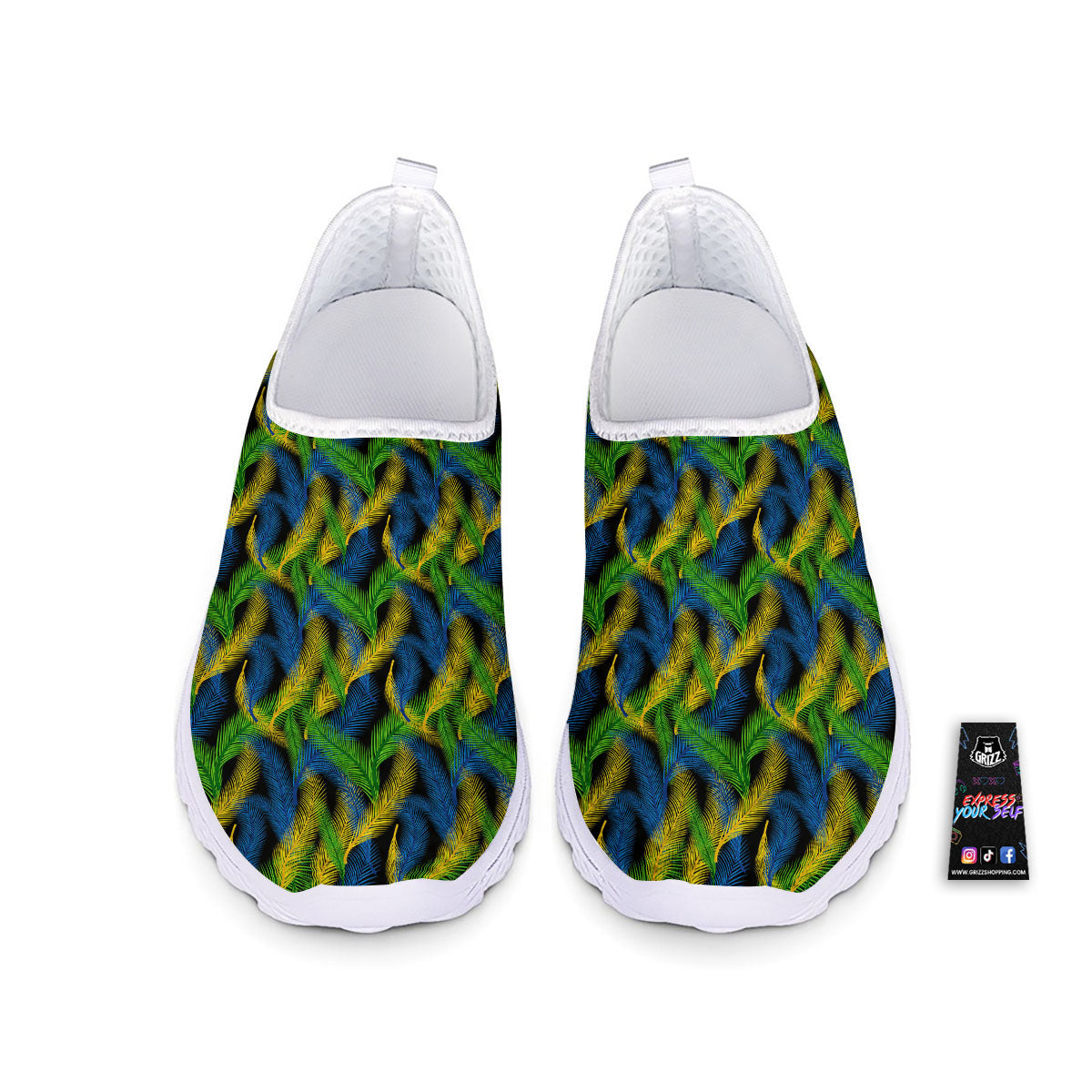 Palm Leaf Mardi Gras Print Pattern Nurse Shoes-grizzshop