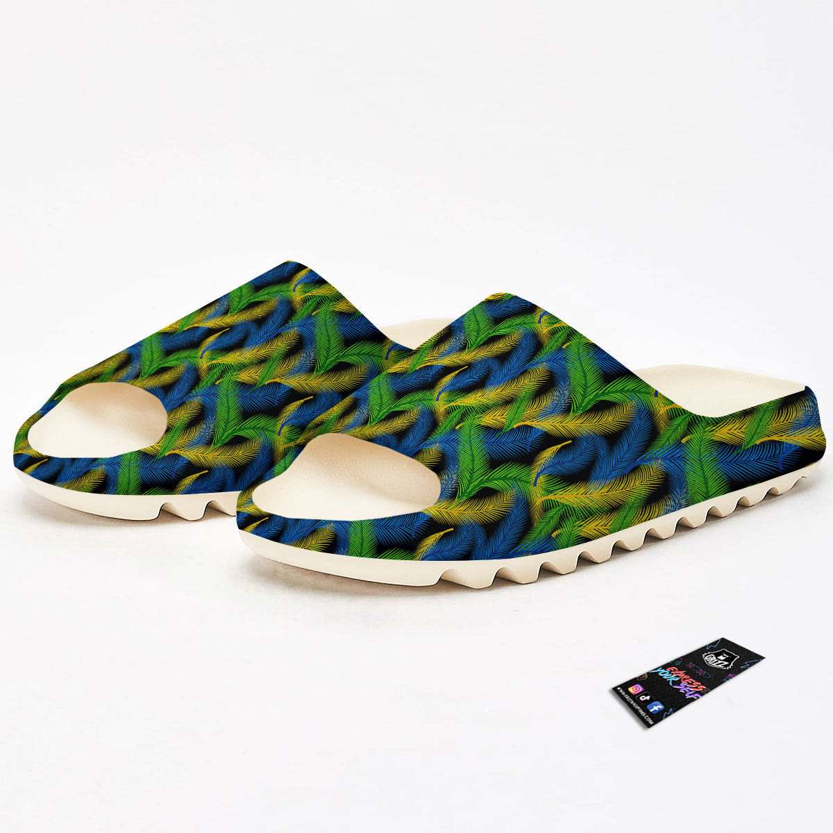 Palm Leaf Mardi Gras Print Pattern Sandals-grizzshop