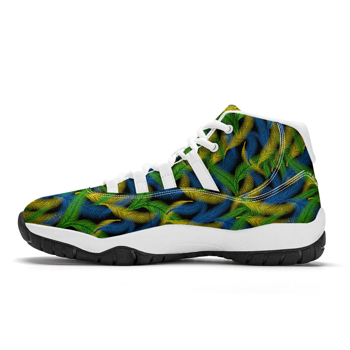 Palm Leaf Mardi Gras Print Pattern White Bball Shoes-grizzshop