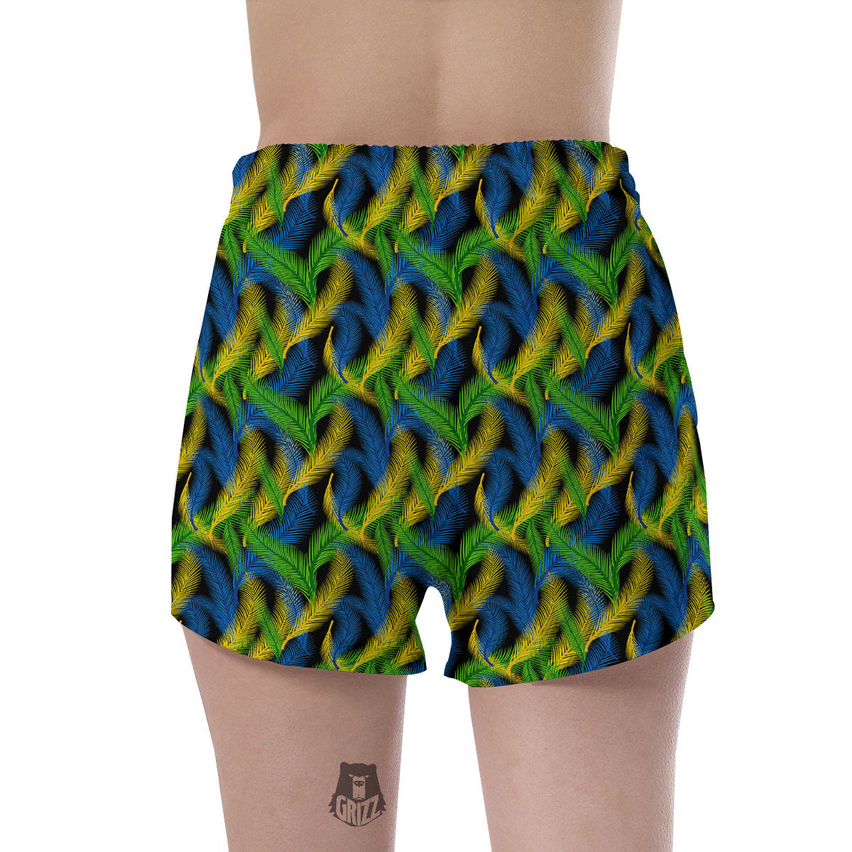 Palm Leaf Mardi Gras Print Pattern Women's Shorts-grizzshop
