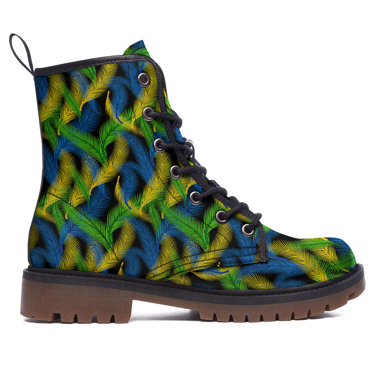 Palm Leaf Mardi Gras Print Pattern Work Boots-grizzshop