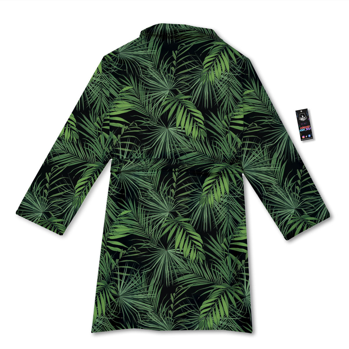 Palm Leaf Night Tropical Print Pattern Bathrobe-grizzshop