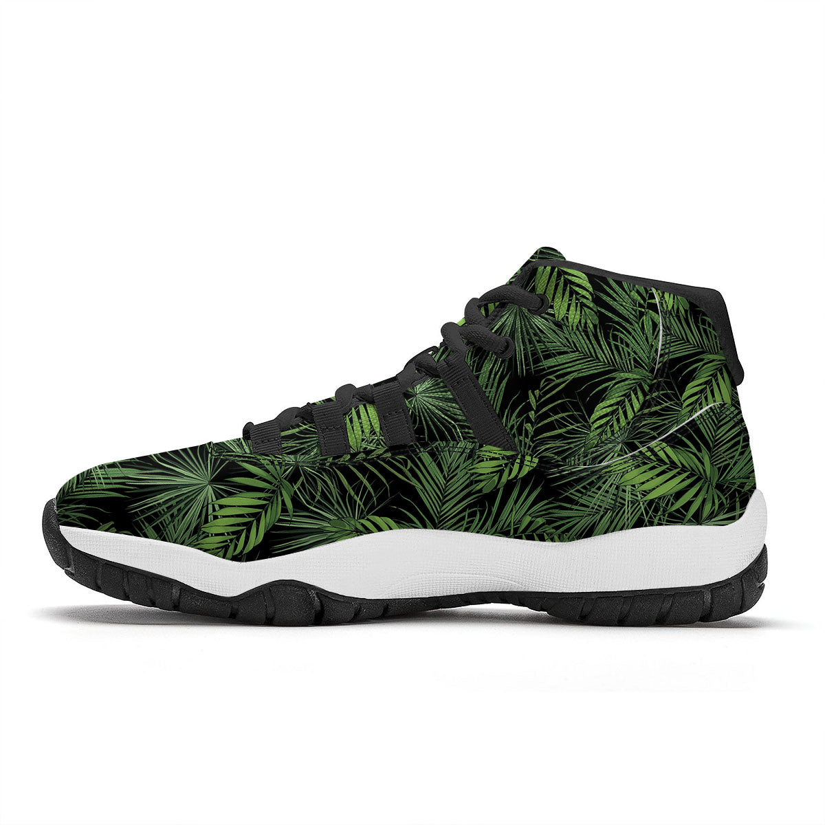 Palm Leaf Night Tropical Print Pattern Black Bball Shoes-grizzshop