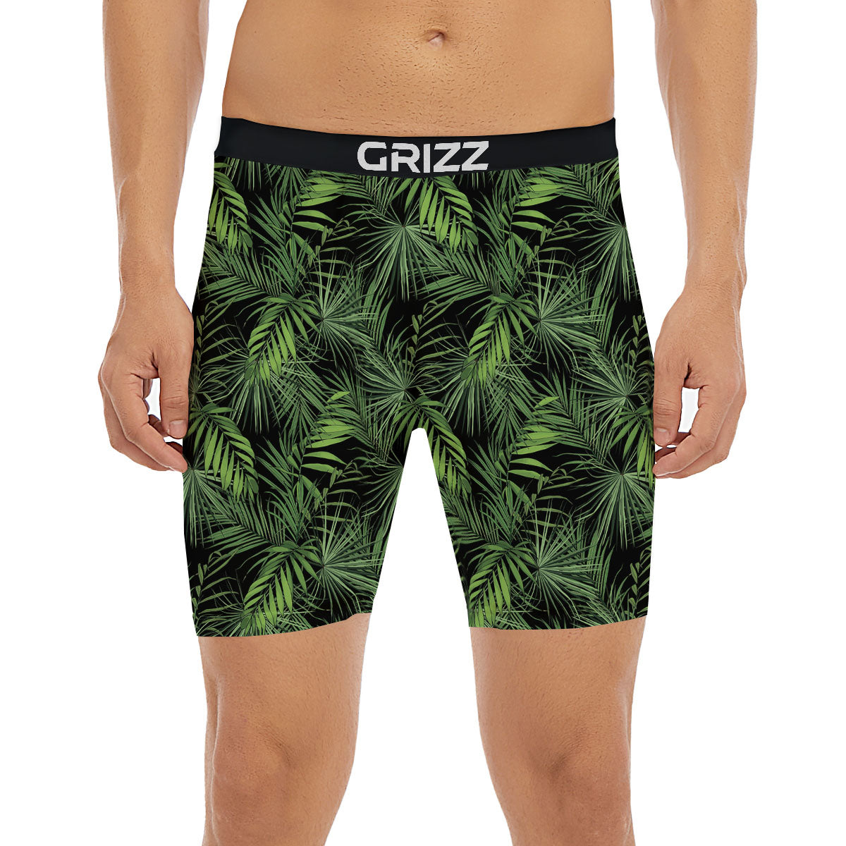 Palm Leaf Night Tropical Print Pattern Boxer Briefs-grizzshop