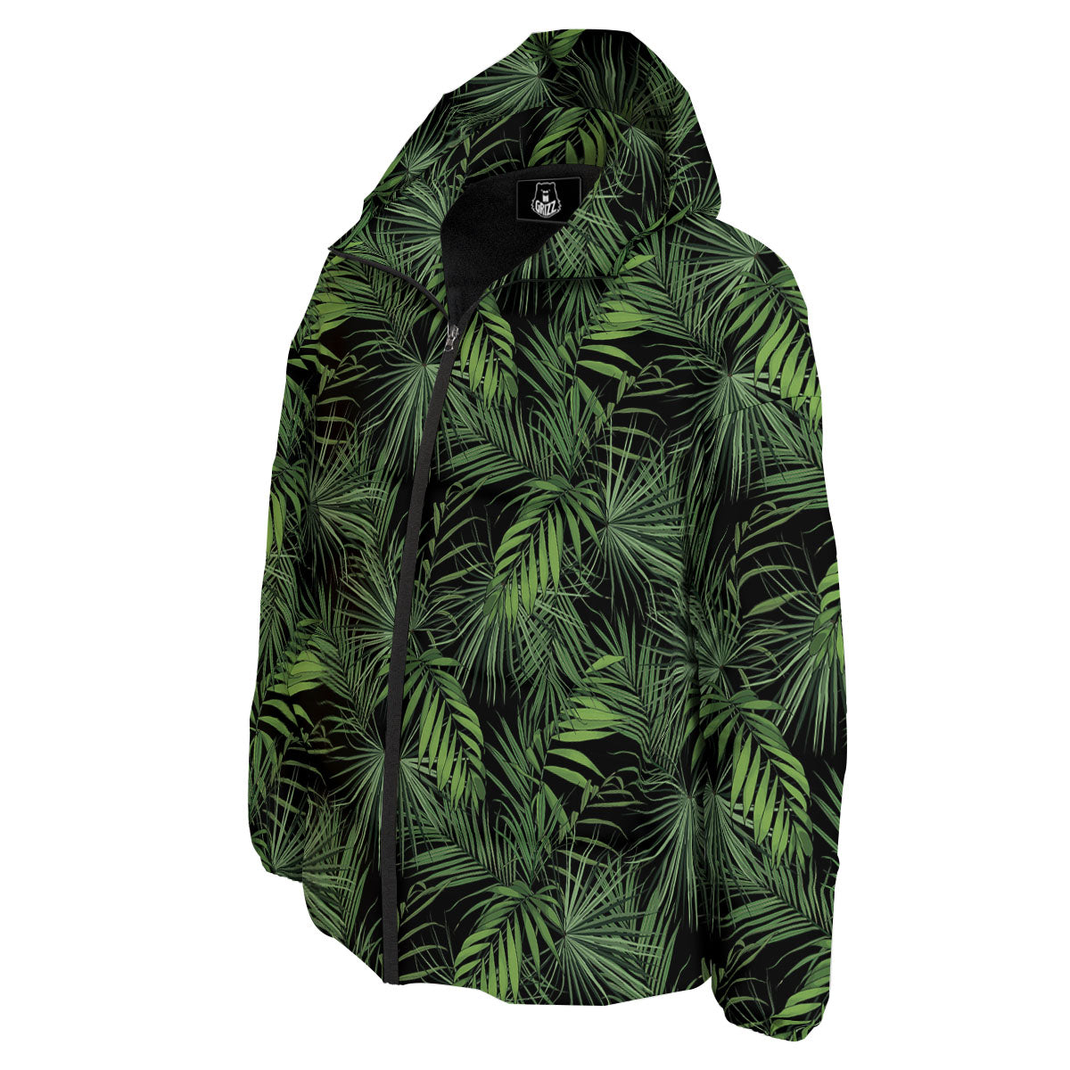 Palm Leaf Night Tropical Print Pattern Down Jacket-grizzshop