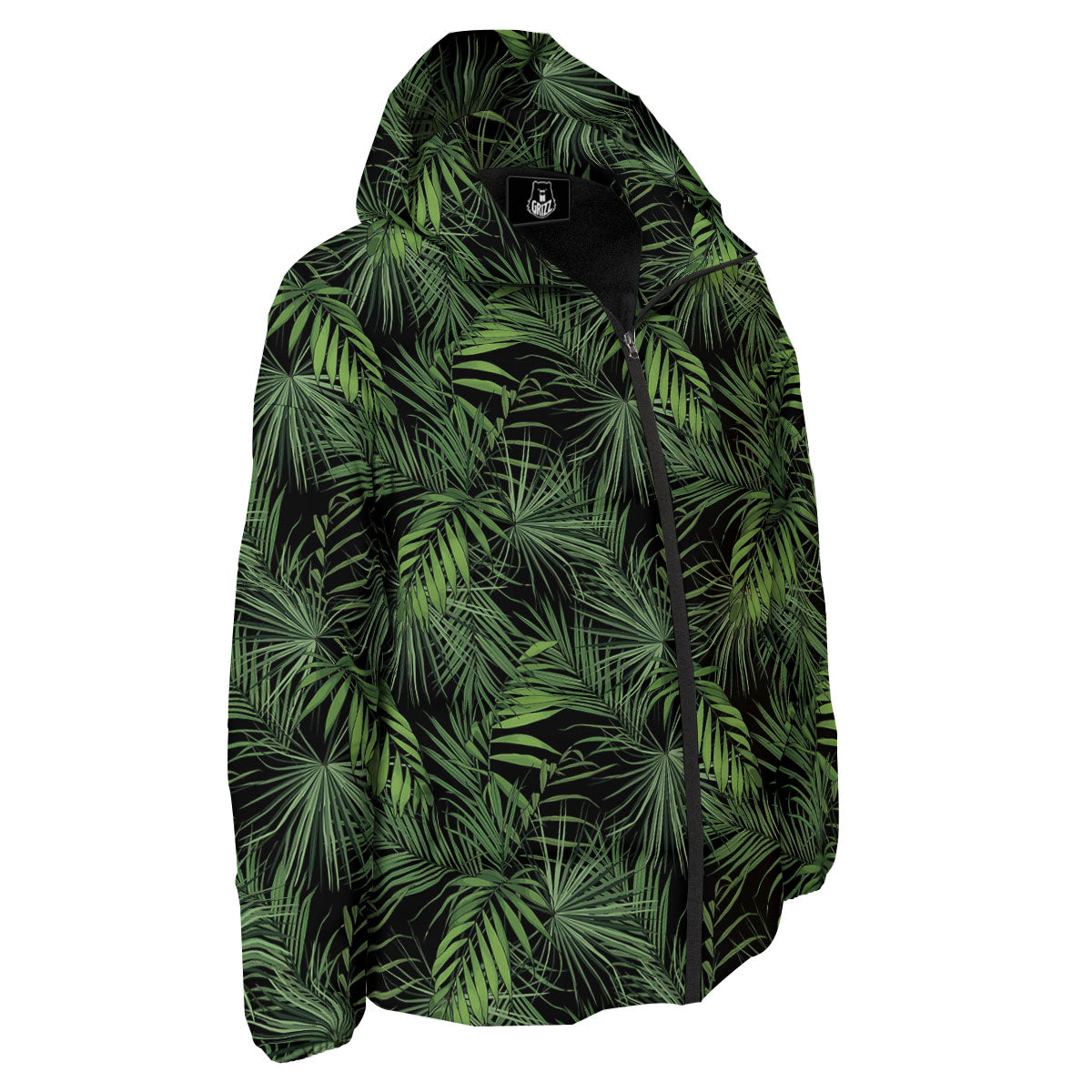 Palm Leaf Night Tropical Print Pattern Down Jacket-grizzshop