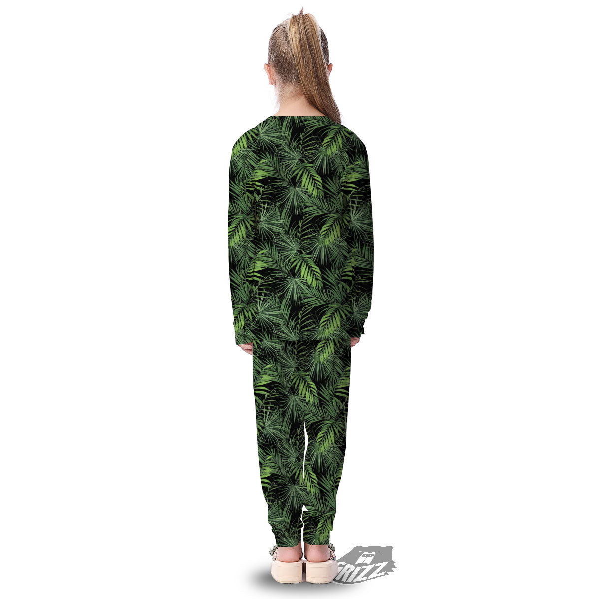 Palm Leaf Night Tropical Print Pattern Kid's Pajamas-grizzshop