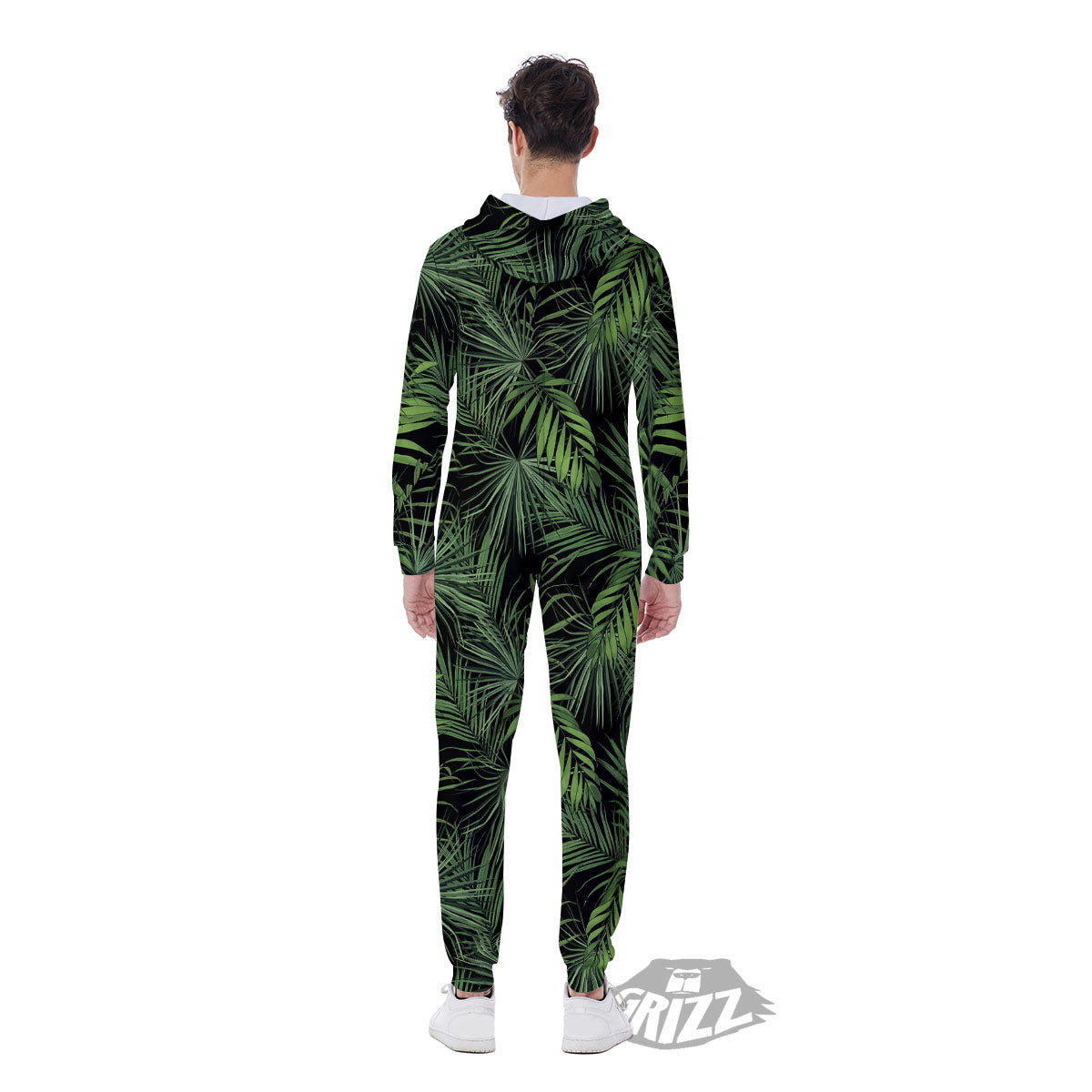 Palm Leaf Night Tropical Print Pattern Men's Jumpsuit-grizzshop