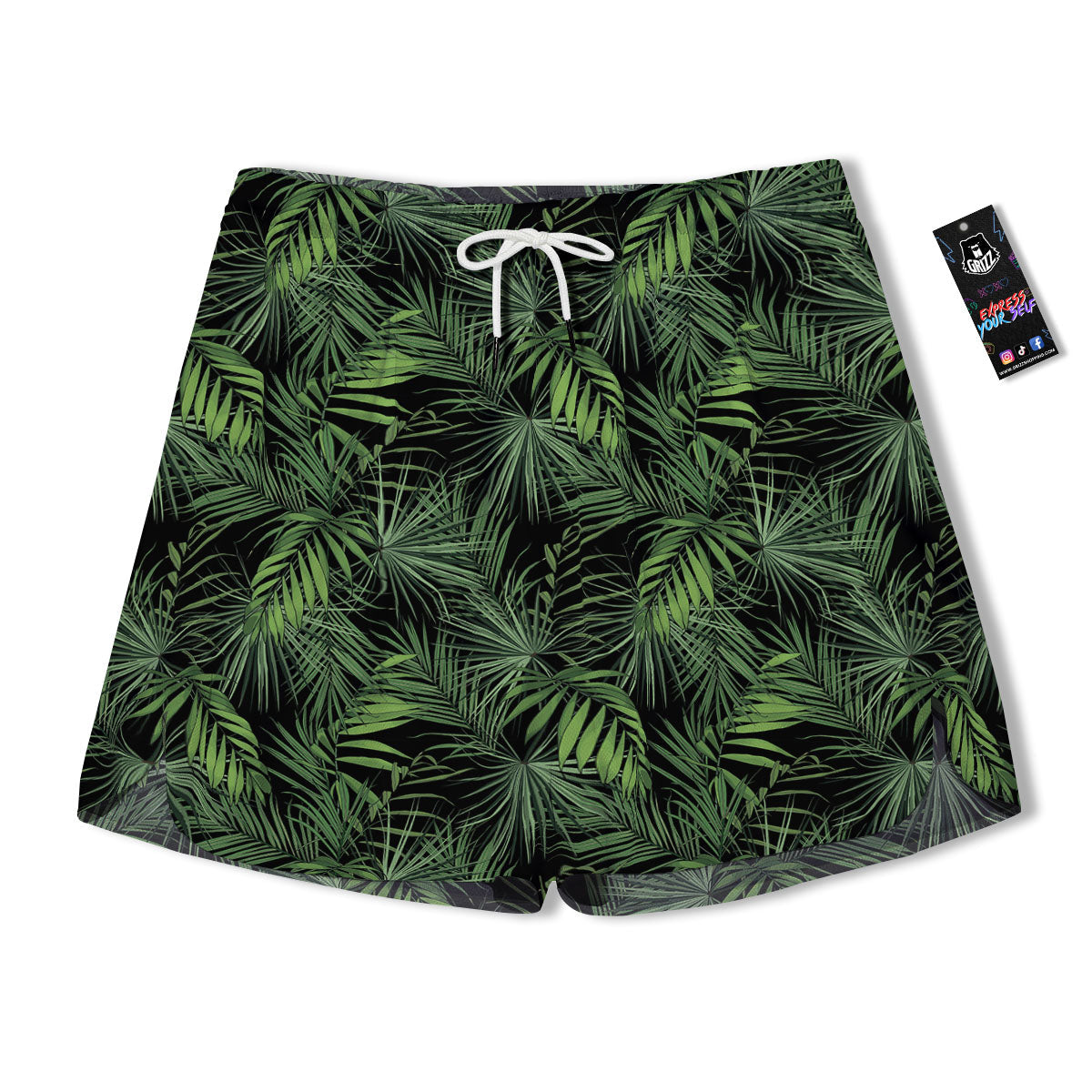 Palm Leaf Night Tropical Print Pattern Men's Running Shorts-grizzshop