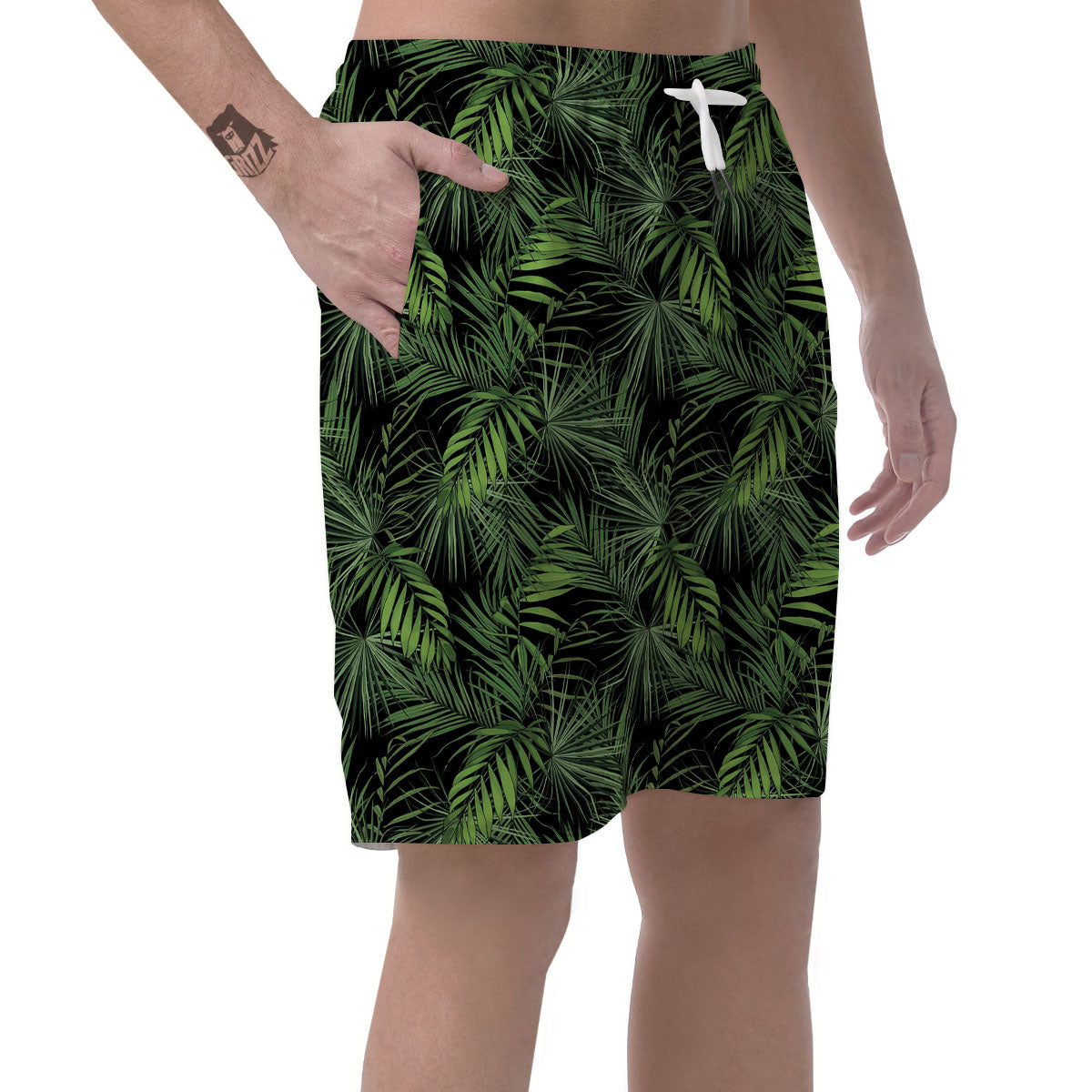 Palm Leaf Night Tropical Print Pattern Men's Shorts-grizzshop