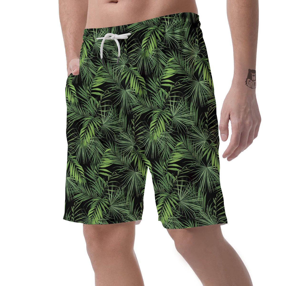 Palm Leaf Night Tropical Print Pattern Men's Shorts-grizzshop