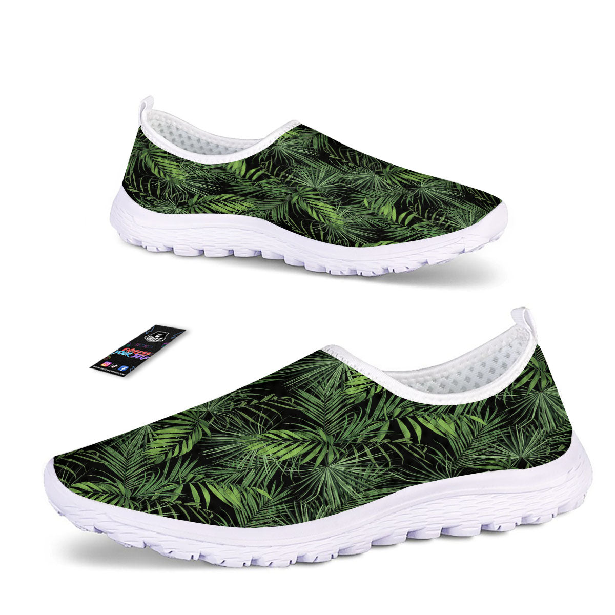 Palm Leaf Night Tropical Print Pattern Nurse Shoes-grizzshop
