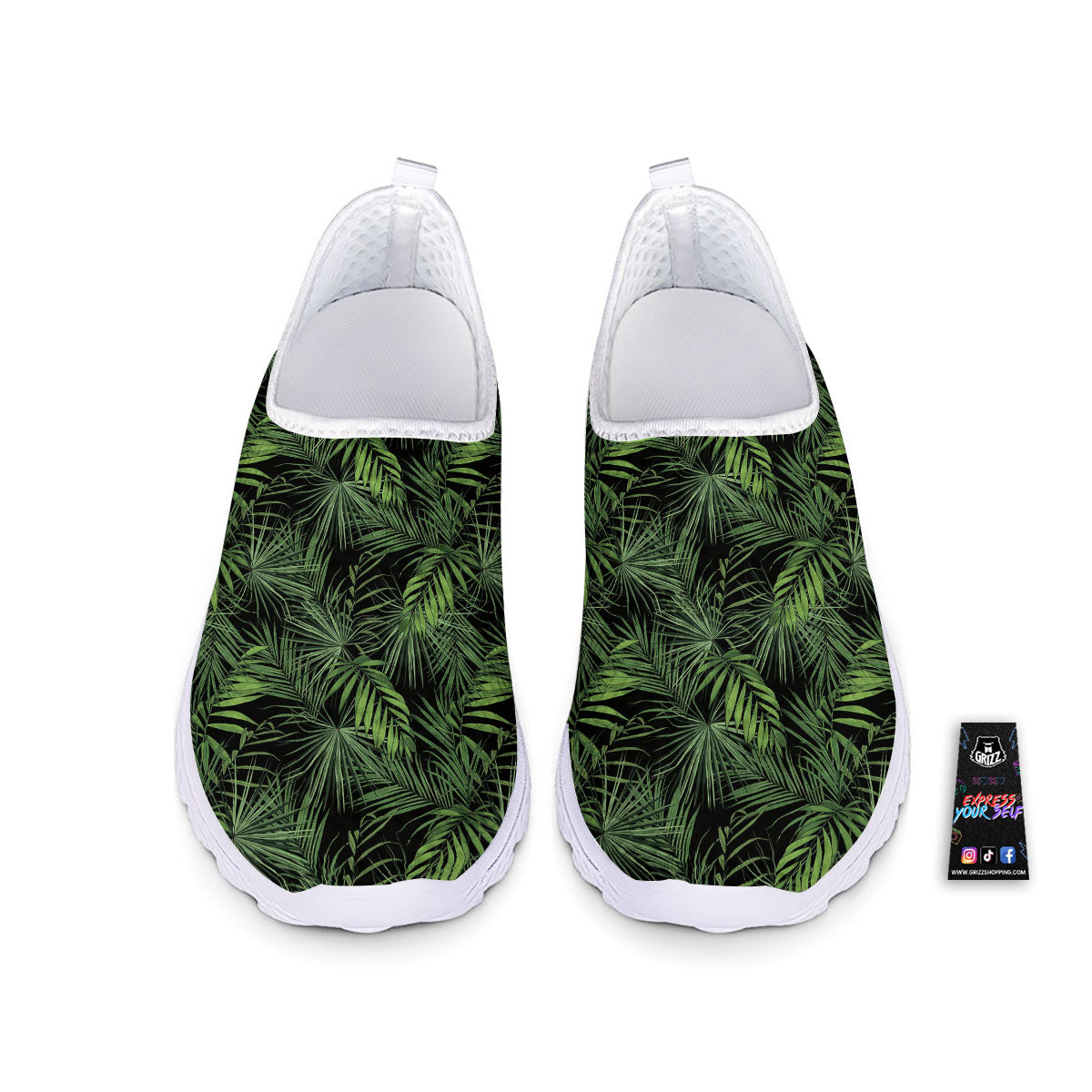Palm Leaf Night Tropical Print Pattern Nurse Shoes-grizzshop
