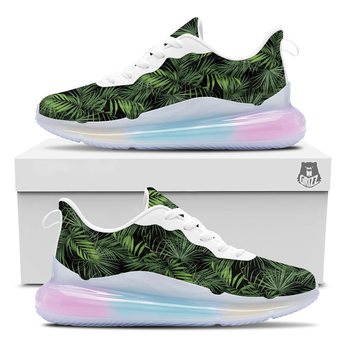 Palm Leaf Night Tropical Print Pattern Running Sneakers-grizzshop